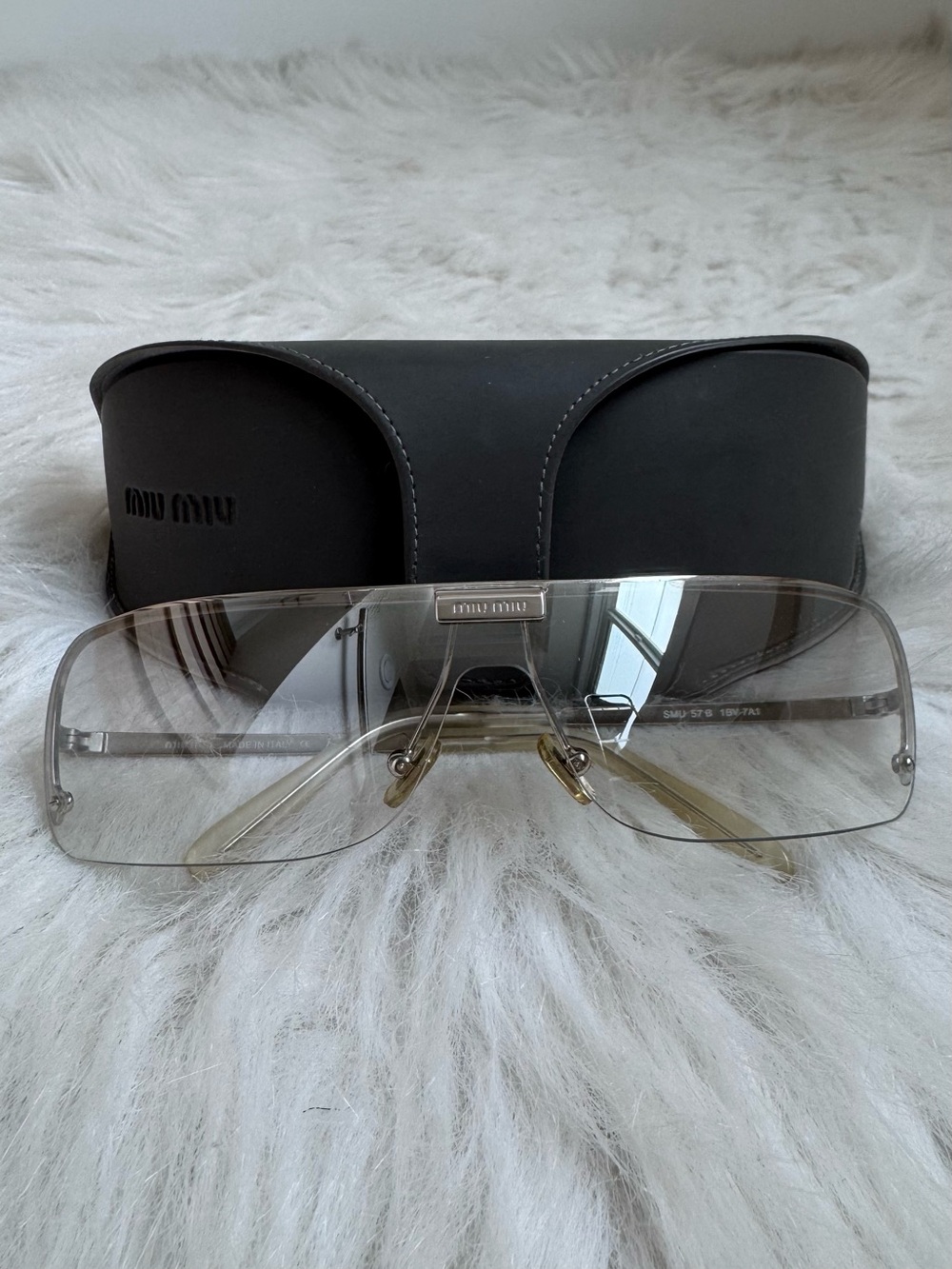 Authentic Miu Miu Rimless Shield Clear Sunglasses